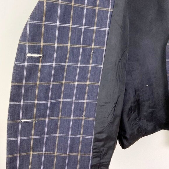 Vintage 90's Linen-Blend Plaid Double Breasted Blazer - Picture 13 of 13